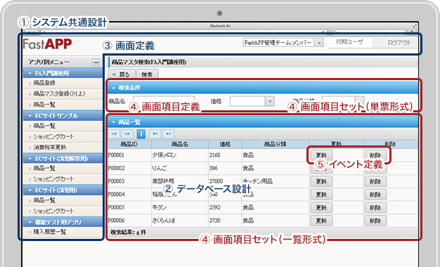 設定だけで作成した実行画面